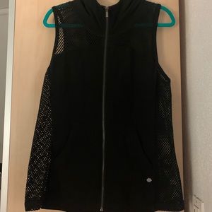 Nanette Lepore Black netted vest with hood
